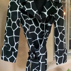 Animal Print Belted Trench Coat, INC, Size P, Perfect Condition